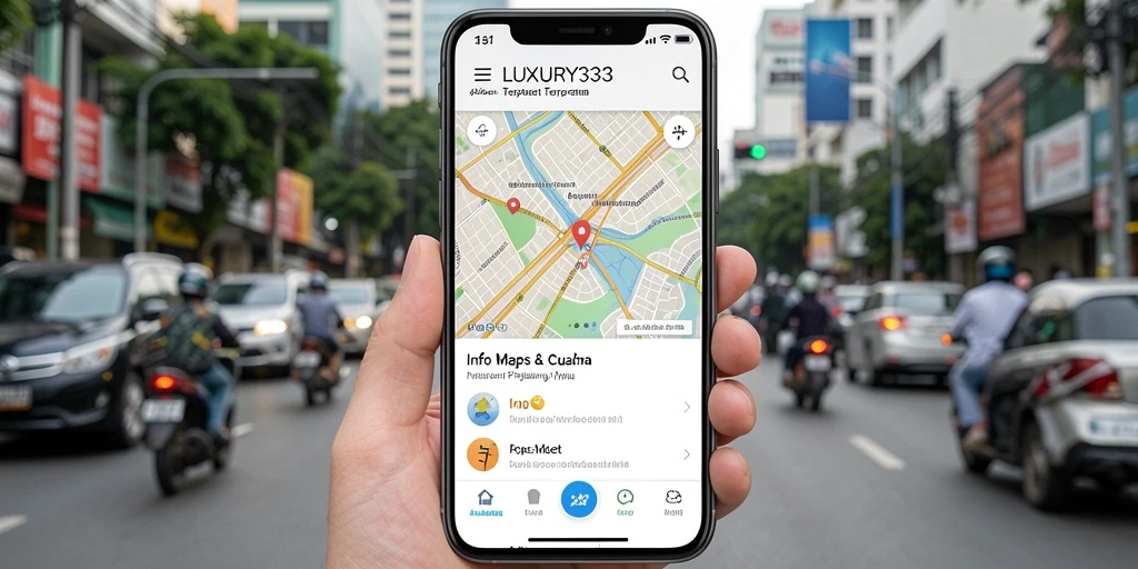 Tampilan antarmuka LUXURY333 menampilkan peta dan info kemacetan terbaru.