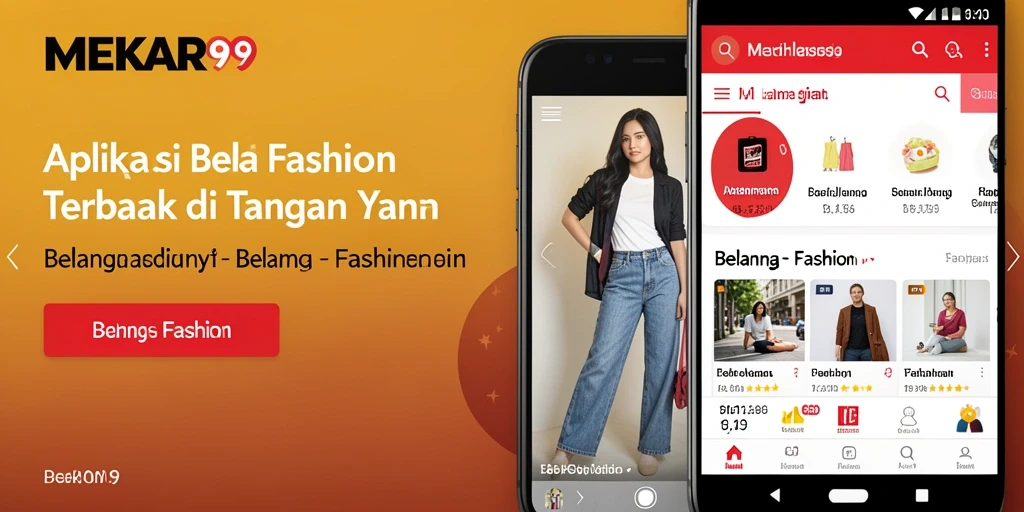 Tampilan antarmuka MEKAR99 yang menarik dan intuitif untuk belanja fashion.