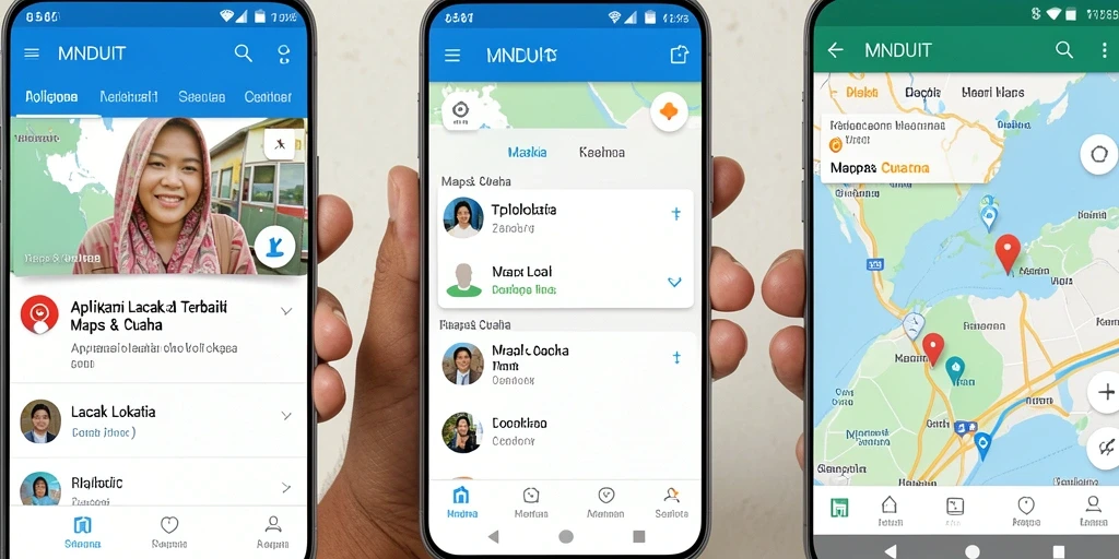 Antarmuka MNDUIT dengan fitur Lacak Lokasi yang intuitif dan informatif.
